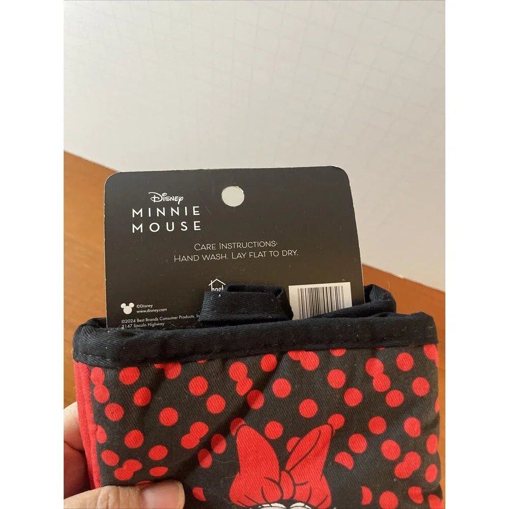Disney MINNIE MOUSE 2-Pack Polka Dots Oven Mitts Mits Rubberized Pot Holder NEW!